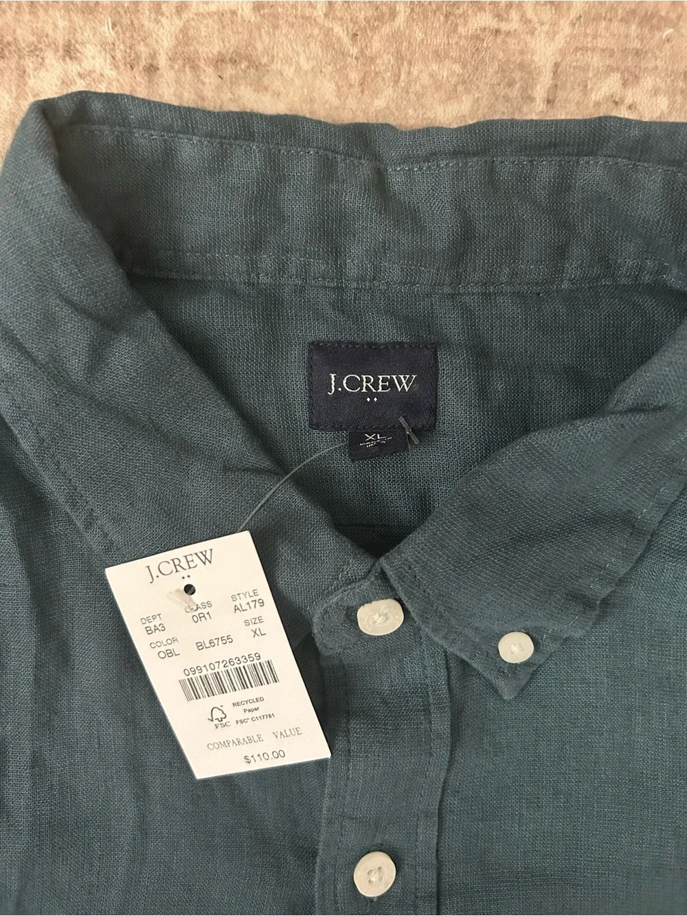 J. Crew Men's Button-Down linen Shirt